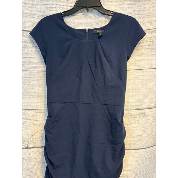 BCBGMAXAZRIA Navy Joana Ruched Fitted Mini Pencil Dress Size 8 - Picture 2 of 4